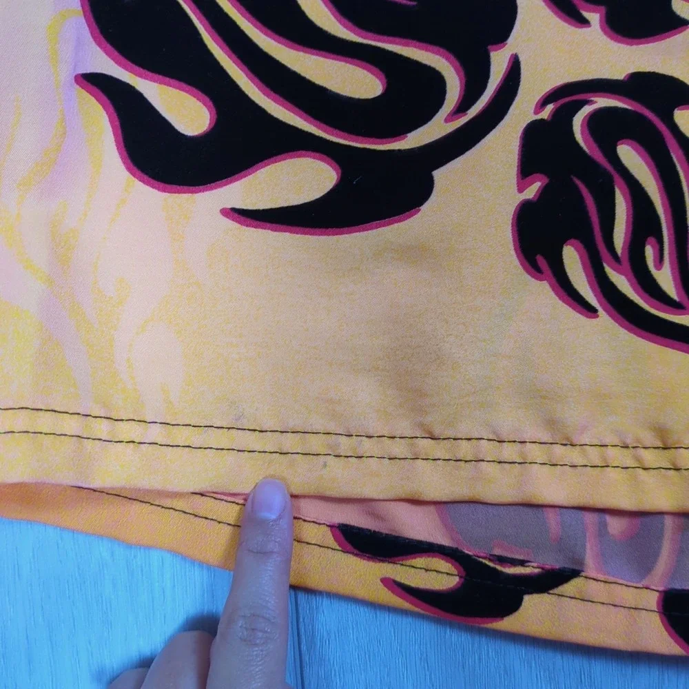 Hawaiian Island Creations Board Shorts Mens 36 Orange Tribal Flames 10